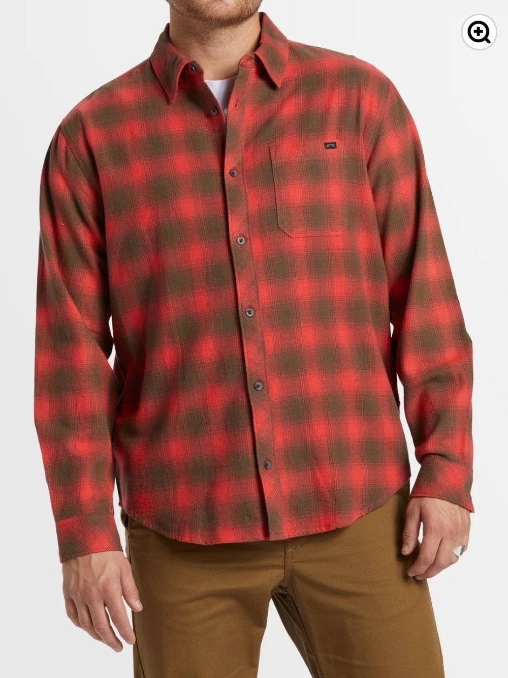 Billabong Coastline Flannel Red & Olive 100% Cotton New W/tags Size Medium
